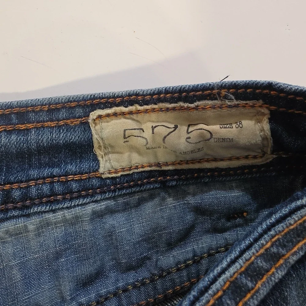 Vintage 575 Denim Chris Mens 38x32 Heavy Distressed Bootcut Flare Jeans Y2K USA